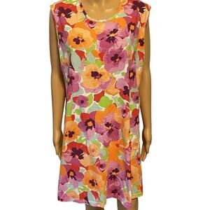 Vintage GS Sundress Sz 1X Floral Tropical Beach Lightweight Cotton Cottagecore